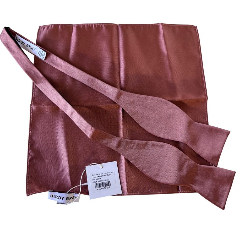 Birdy Grey Pink Bridesmaid Dress Matching Bow Tie Set Large Elegant Formal Wear - Picture 5 of 16